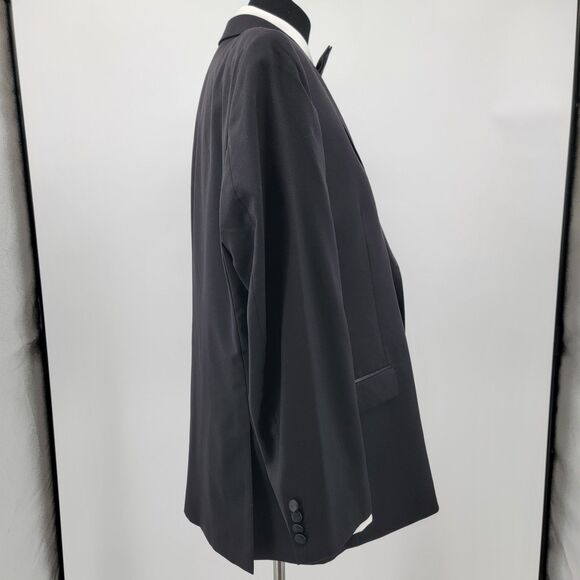 Calvin Klein Mens Black 100% Wool Satin Lapel Dbl Vent Formal Tuxedo Jacket 44R - Picture 2 of 13